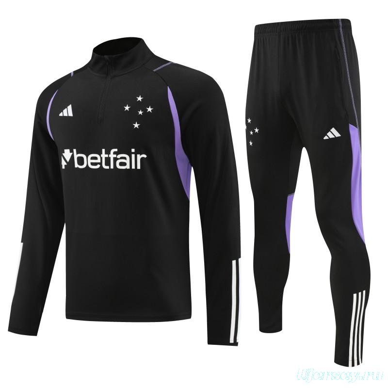 23/24 Cruzeiro Black Purple Half Zipper Jacket+ Pants