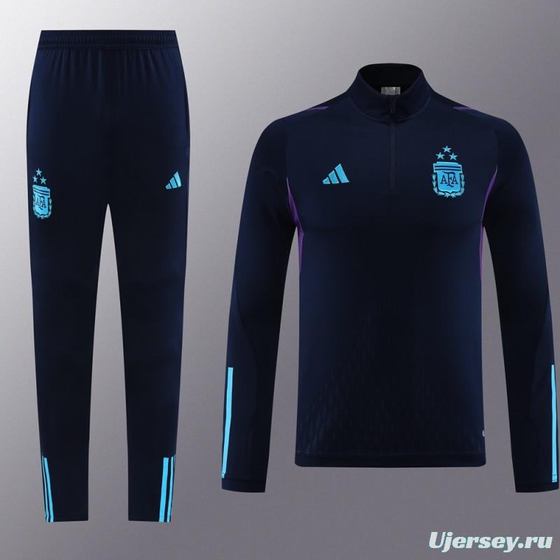 2023 Argentina Navy Half Zipper Jacket+Pants