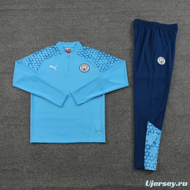 23/24 Manchester City Blue Half Zipper Jacket+Pants