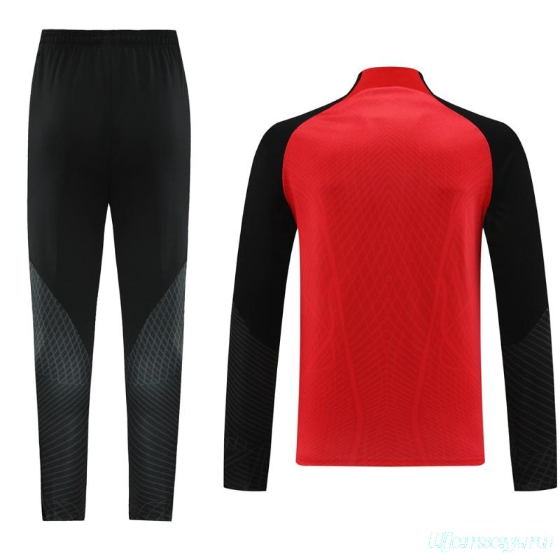 2024 Nike Red/Black Half Zipper Jacket+Pants