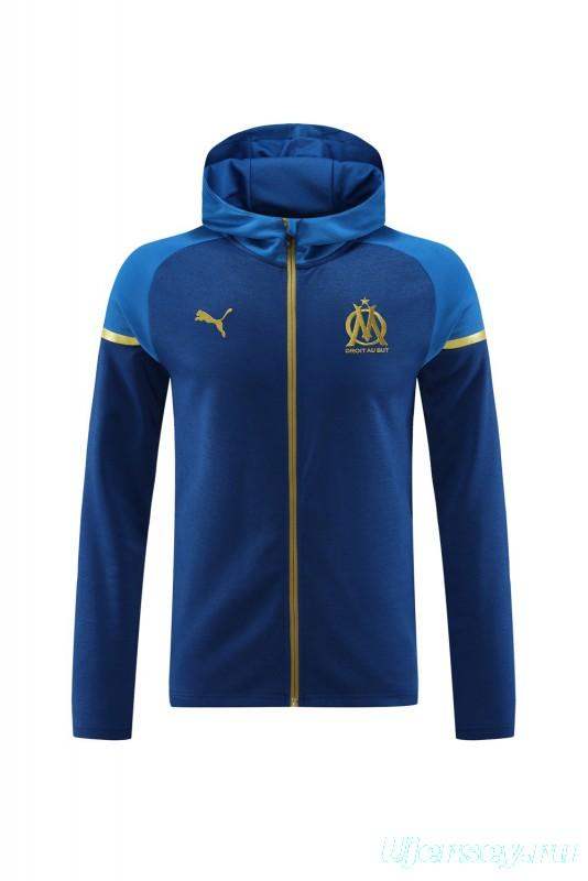 23/24 Olympique Marseille Blue Full Zipper Hoodie Jacket+Pants