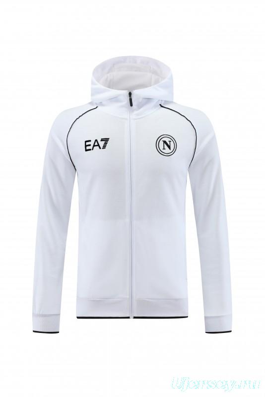 23/24 Napoli White Full Zipper Hoodie Jacket+Pants