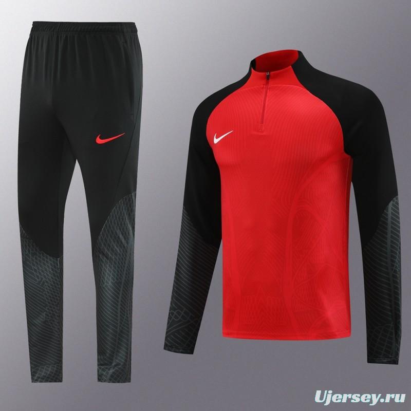 2024 Nike Red/Black Half Zipper Jacket+Pants