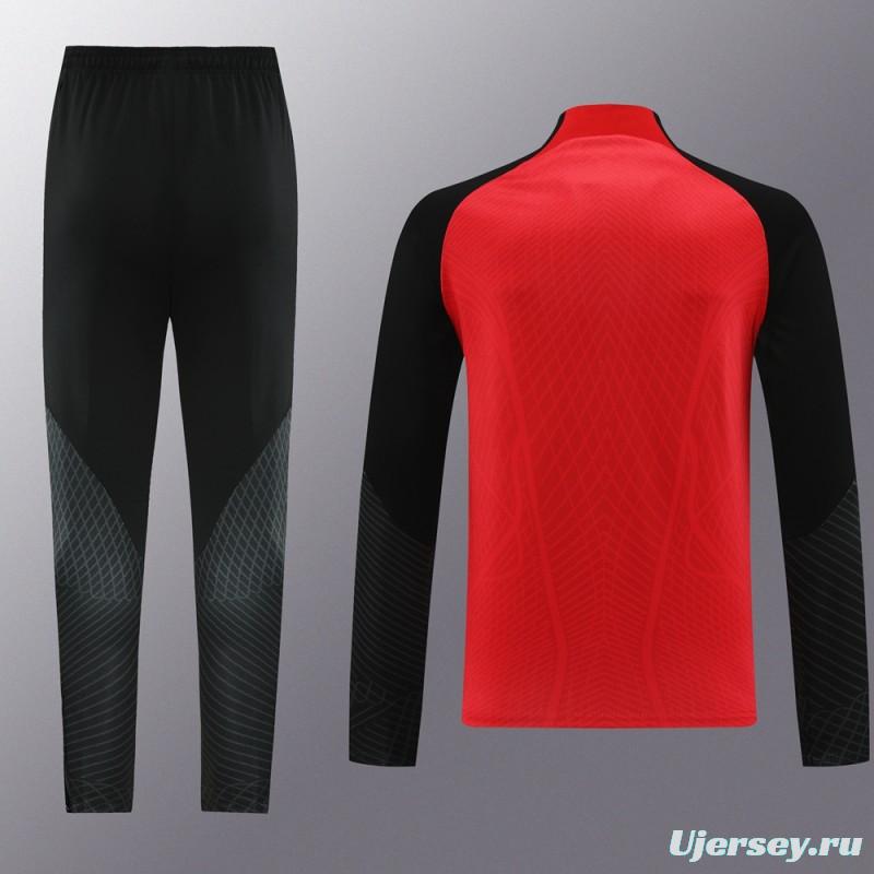 2024 Nike Red/Black Half Zipper Jacket+Pants