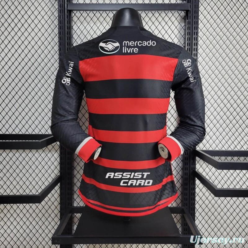 Player Version 24/25 Flamengo Home Long Sleeve Jersey+ All Sponsored