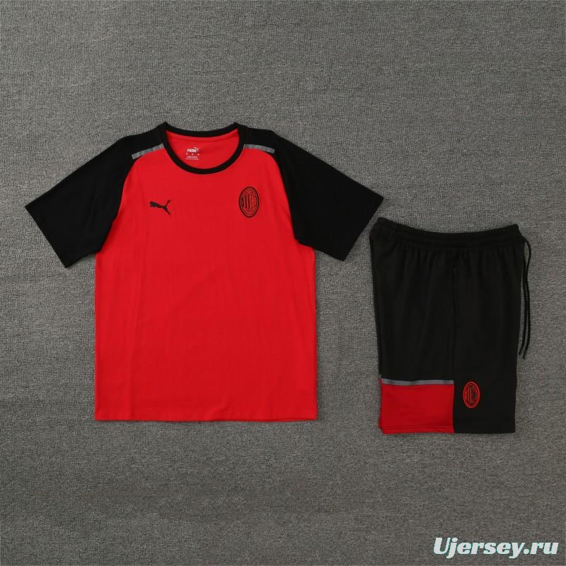 23/24 AC Milan Red/Black Cotton Short Sleeve Jersey+Shorts