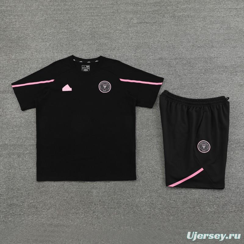 23/24 Inter Miami Black/Pink Cotton Short Sleeve Jersey+Shorts