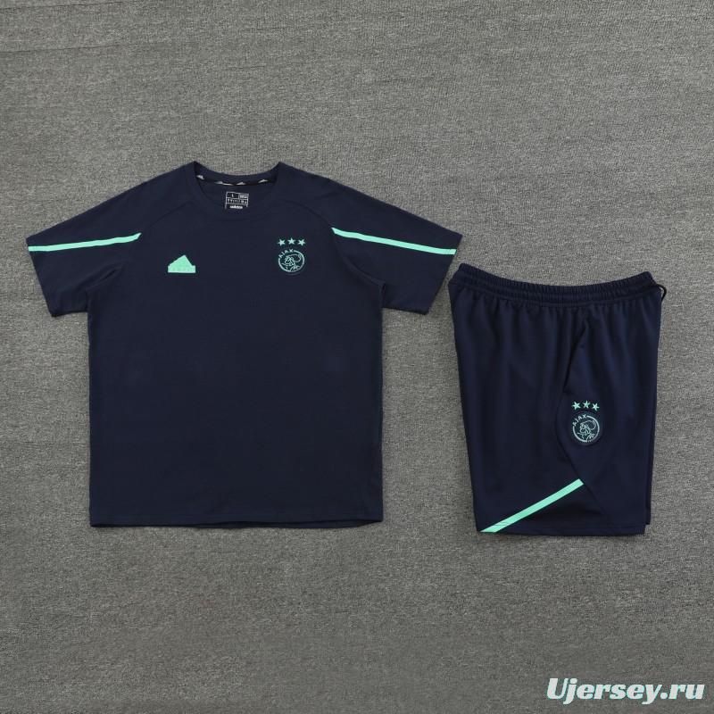 23/24 Ajax Navy Cotton Short Sleeve Jersey+Shorts