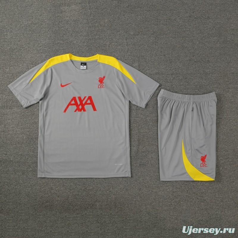 24/25 Liverpool Grey Short Sleeve Jeresy+Shorts