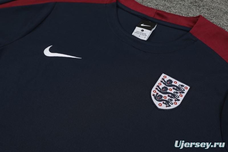 2024 England Navy Cotton Short Sleeve Jersey+Shorts