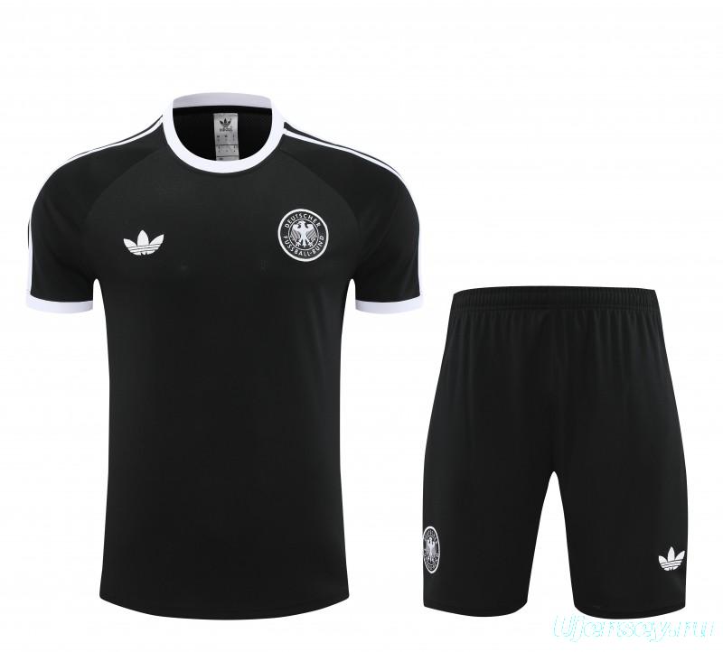 2024 Germany Black Cotton Short Sleeve Jersey+Shorts