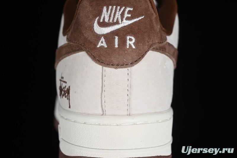 Nike Air Force 1 '07 Low Stussy Collaboration - Coffee Pig Suede Low-Top Casual Sneakers - HD1968-017