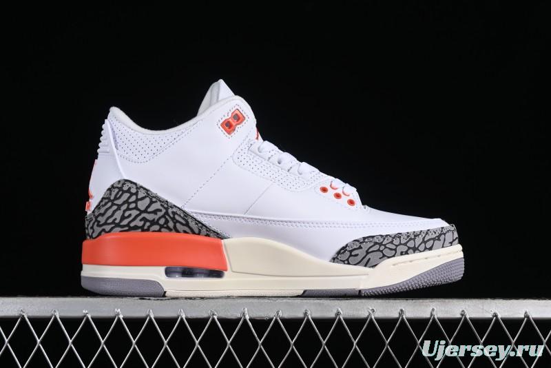 Nike Air Jordan 3 Retro Sneakers in White and Peach Orange - CK9246-121