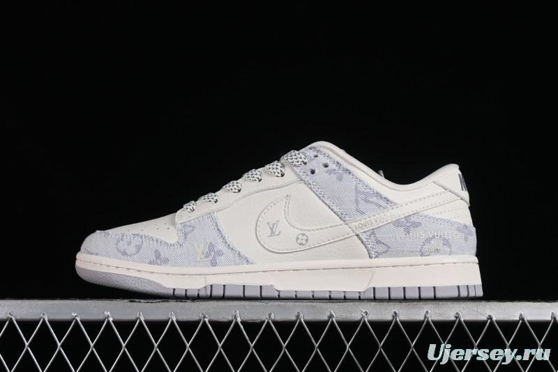 Nike SB Dunk Low LV Collaboration - Tie-Dye Denim Glow in the Dark Anniversary Custom Low-Top Casual Sneakers - FC1688-192