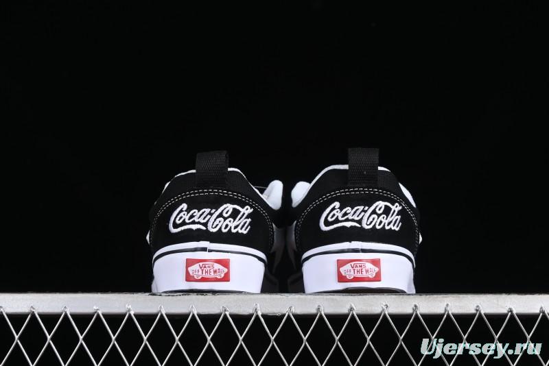 Vans Classics Knu Skool Coca-Cola Collaboration Black White Embroidery Chunky Tongue Sneakers - VN0009QC6BTI