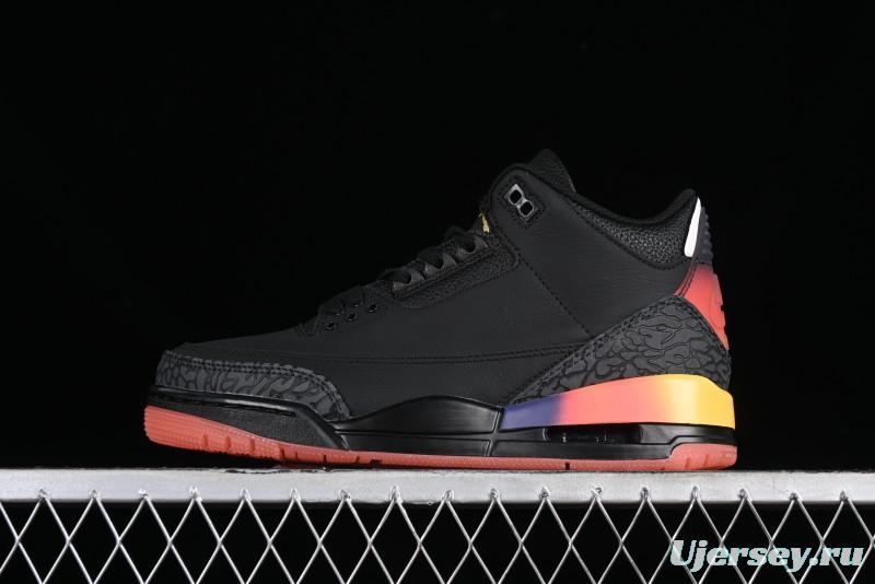 Nike Air Jordan 3 Retro "Rio" Collaboration Sneakers with Gradient Heel and J Balvin Logo - FN0344-001