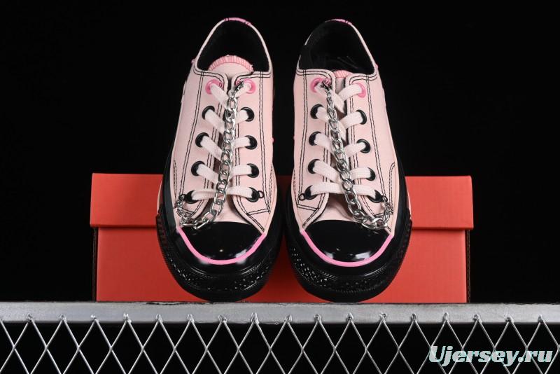 Converse Chuck 70s Low-Top Casual Sneakers with Black-Pink Chain Design - A09542C