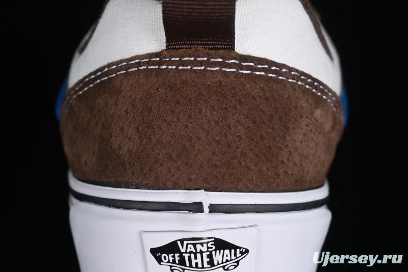 Vans Classics Knu Skool White Blue Brown Colorblock Chunky Tongue Skate Shoes - VN0009QCDMV