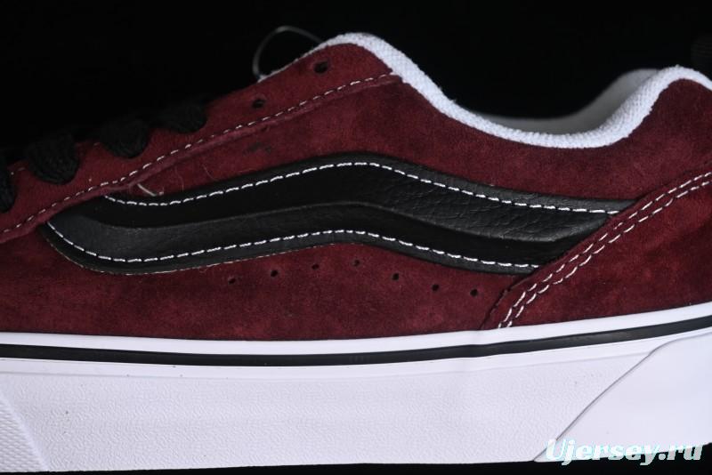 Vans Classics Knu Skool Chunky Tongue Retro Sneakers in Wine Red - VN0009QC02Y