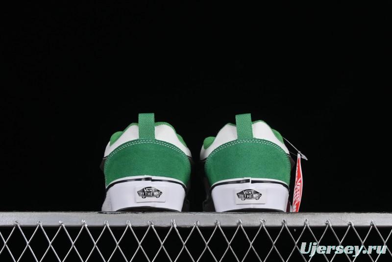 Vans Classics Knu Skool White Green Chunky Tongue Retro Sneakers - VN0009QCV0N