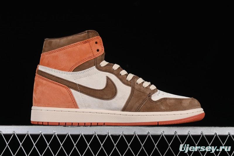 Nike Air Jordan 1 High OG Basketball Shoes in Dusted Clay & Dune Colorway - FQ2941-200