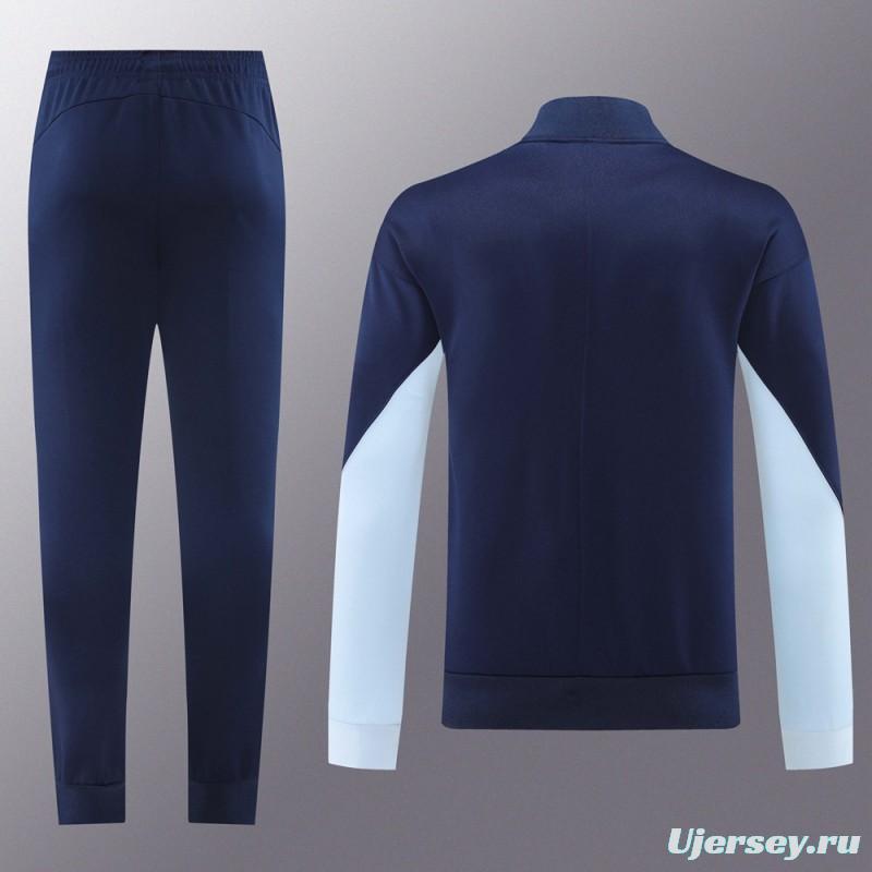 2024 France Navy Full Zipper Jacket +Long Pants