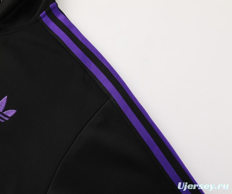 24/25 Adidas Original Black/Purple Full Zipper Jacket +Long Pants