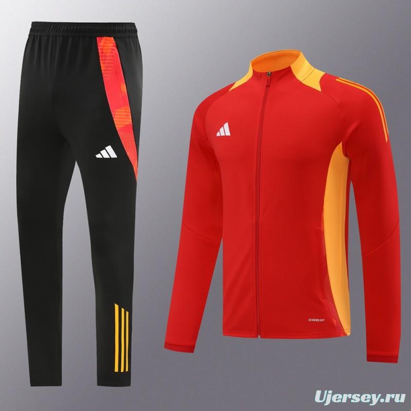 24/25 Adidas Red/Orange Full Zipper Jacket +Long Pants