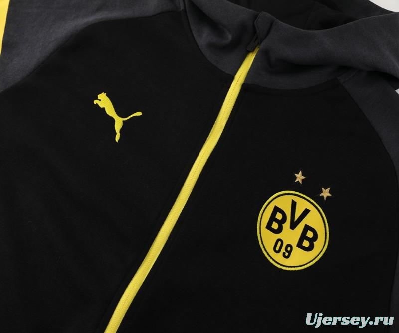 24/25 Borussia Dortmund Black Hoddie Full Zipper Jacket +Long Pants