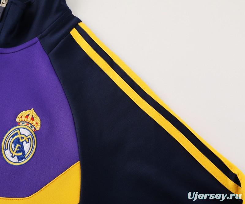 24/25 Real Madrid Black/Purple Full Zipper Jacket +Long Pants