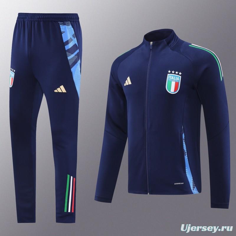 2024 Italy Navy Full Zipper Jacket +Long Pants