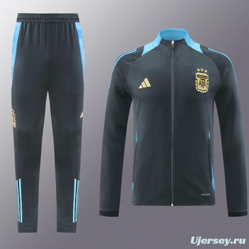 2024 Argentina Black Full Zipper Jacket +Long Pants