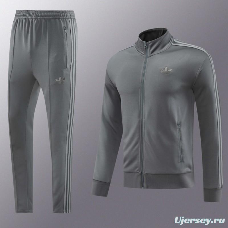 24/25 Adidas Original Grey Full Zipper Jacket +Long Pants