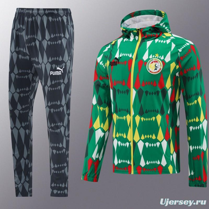 2024 Senegal Green Hoodie Full Zipper Jacket +Long Pants