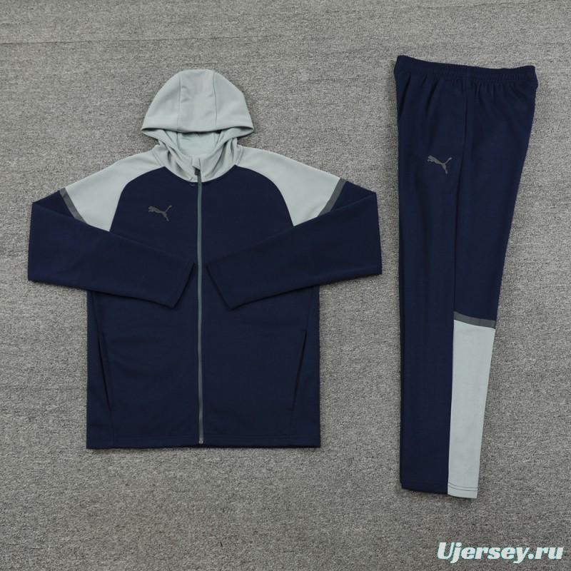 2024 Puma Navy/Grey Full Zipper Jacket +Long Pants