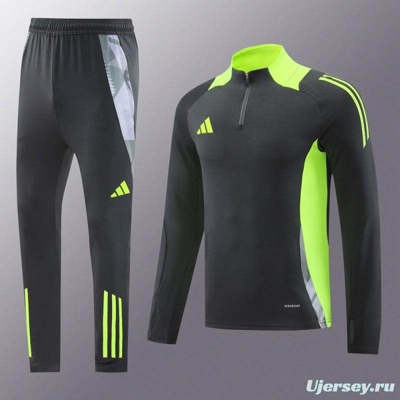 2024 Adidas Deep Grey Half Zipper Jacket +Long Pants