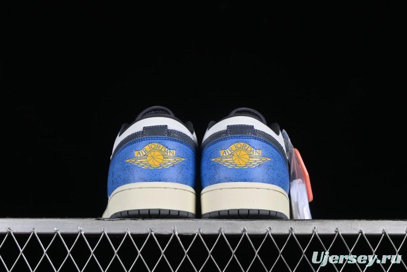 Nike Air Jordan 1 Low Flight Vintage Retro Sneakers in White and Blue - FV8439-104