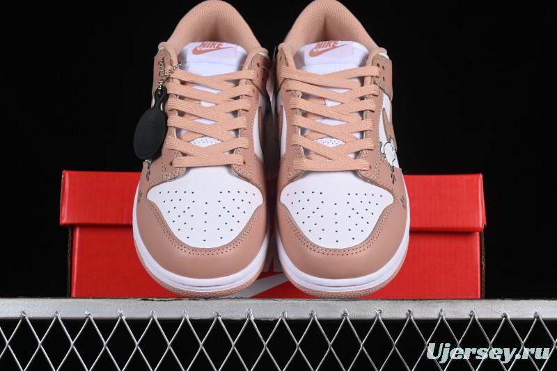 Nike Dunk Low SB Casual Sneakers with Knit Cat and Rose Pink Design - DD1503-118
