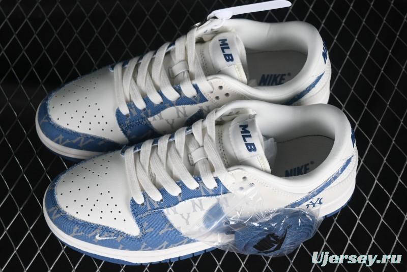 Nike SB Dunk Low MLB Collaboration - Blue Denim Anniversary Custom Low-Top Casual Sneakers - DQ1098-348