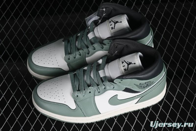 Nike Air Jordan 1 Mid AJ1 Basketball Shoes in Fresh Warm Green - BQ6472-130
