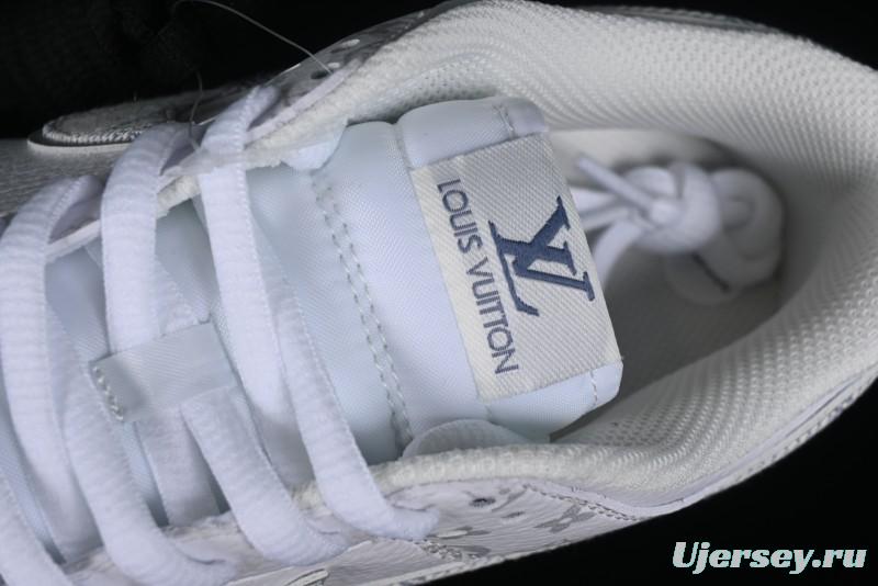 Nike SB Dunk Low Louis Vuitton Collaboration - White Grey Print High-End Custom Low-Top Casual Skate Shoes - LV0526-592