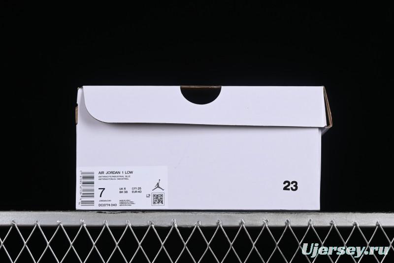 Nike Air Jordan 1 Low AJ1 Black Grey Blue Swoosh Low-Top Lifestyle Basketball Shoes - DC0774-040