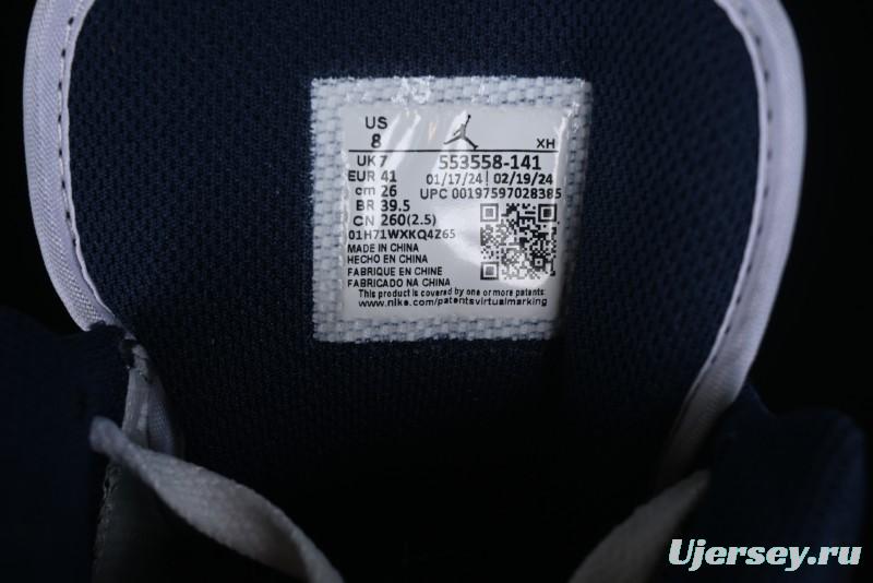 Nike Air Jordan 1 Low AJ1 White Blue Grey Low Top Lifestyle Basketball Shoes - 553558-141