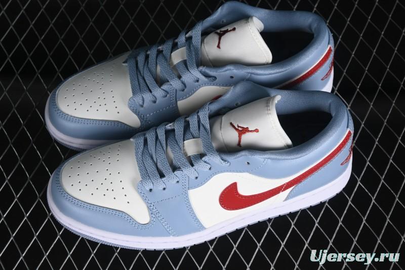 Nike Air Jordan 1 Low AJ1 White Blue Red Toe Casual Sneakers - DC0774-164