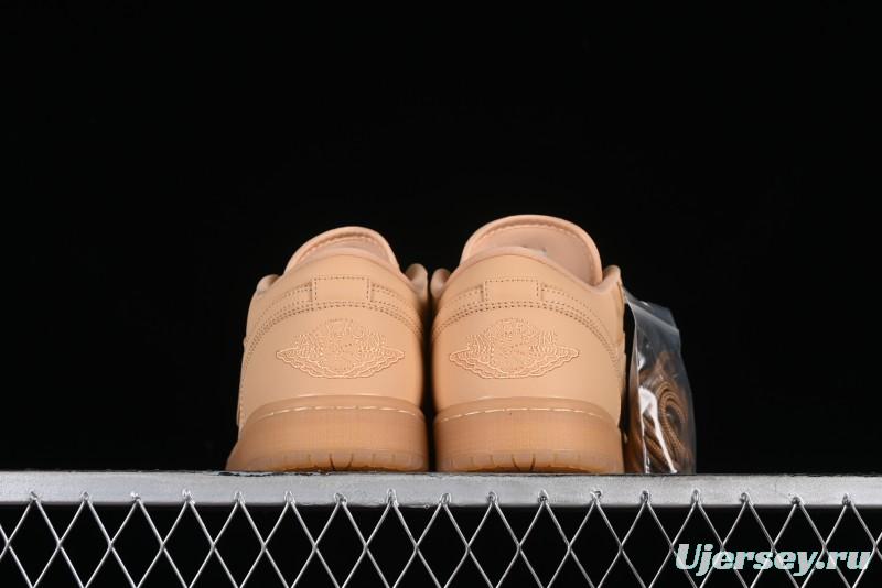 Nike Air Jordan 1 Low AJ1 Lifestyle Basketball Shoes in Warm Yellow with Gum Sole - FZ3972-294