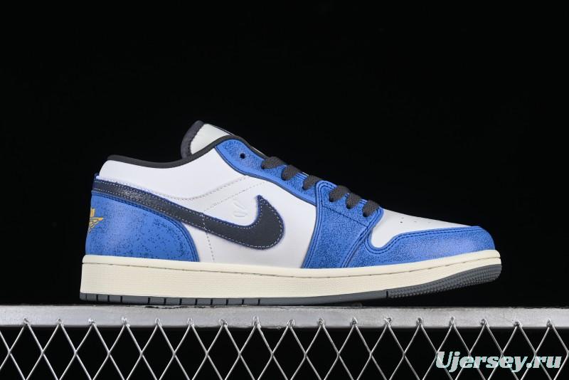 Nike Air Jordan 1 Low Flight Vintage Retro Sneakers in White and Blue - FV8439-104