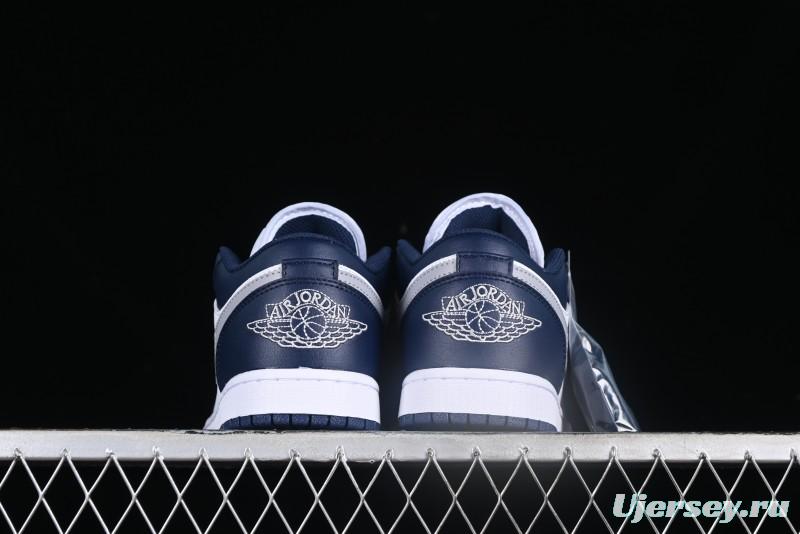 Nike Air Jordan 1 Low AJ1 White Blue Grey Low Top Lifestyle Basketball Shoes - 553558-141