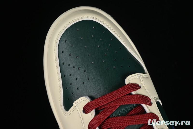 Nike SB Dunk Low Retro Skateboarding Shoes with Gorge Green and Red Swoosh Design - FV8106-361