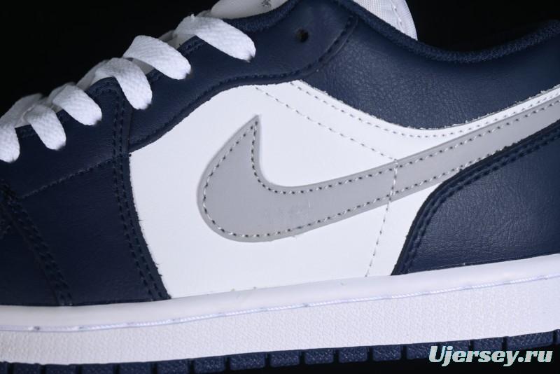 Nike Air Jordan 1 Low AJ1 White Blue Grey Low Top Lifestyle Basketball Shoes - 553558-141
