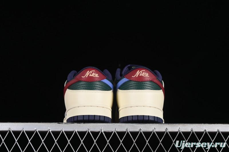 Nike SB Dunk Low Retro Skateboarding Shoes with Gorge Green and Red Swoosh Design - FV8106-361